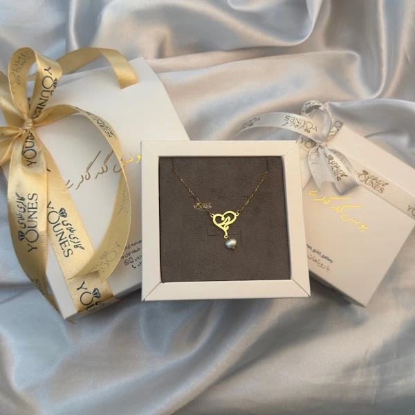 گردنبند طلا مادر قلبی مرواریدی